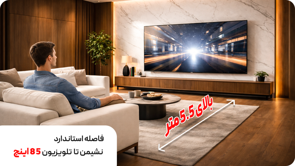 فاصله استاندارد از مبل تا تلوزیون در تلوزیون های 85 اینچ سونی